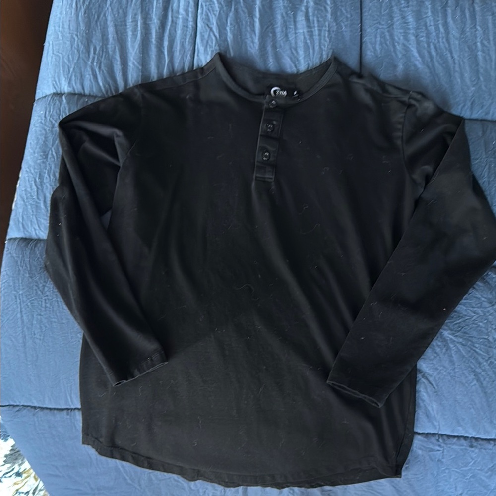 Men's Black Henley Shirt